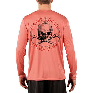 SAND.SALT.SURF.SUN. Red Skull Men's UPF 50+ UV Sun Protection Performance Long Sleeve T-Shirt