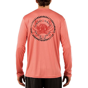 SAND.SALT.SURF.SUN. Vintage Crab Men's UPF 50+ UV Sun Protection Performance Long Sleeve T-Shirt