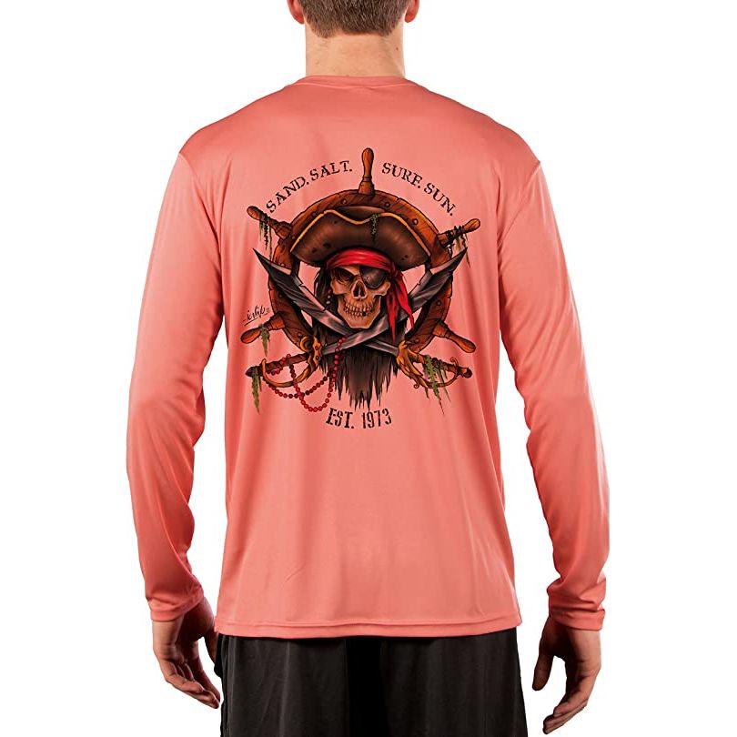 SAND.SALT.SURF.SUN. Captain Pirate Men's UPF 50+ UV Sun Protection Performance Long Sleeve T-Shirt Large / Seagrass