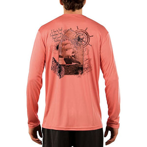 SAND.SALT.SURF.SUN. Forbidden Ship Men's UPF 50+ UV Sun Protection Performance Long Sleeve T-Shirt