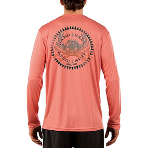 SAND.SALT.SURF.SUN. Vintage Crab Men's UPF 50+ UV Sun Protection Performance Long Sleeve T-Shirt