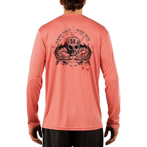 SAND.SALT.SURF.SUN. Shark Blood Men's UPF 50+ UV Sun Protection Performance Long Sleeve T-Shirt