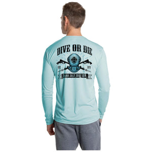 SAND.SALT.SURF.SUN. Dive or Die Men's UPF 50+ UV Sun Protection Performance Long Sleeve T-Shirt