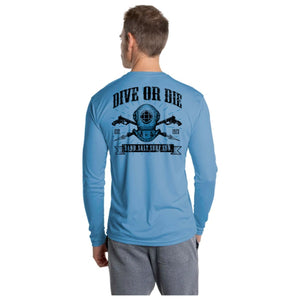 SAND.SALT.SURF.SUN. Dive or Die Men's UPF 50+ UV Sun Protection Performance Long Sleeve T-Shirt