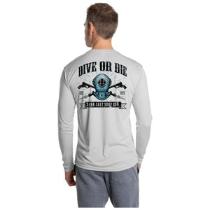 SAND.SALT.SURF.SUN. Dive or Die Men's UPF 50+ UV Sun Protection Performance Long Sleeve T-Shirt