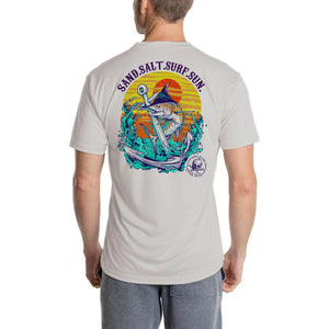 SAND.SALT.SURF.SUN. Anchor Marlin Logo Men's UPF 50+ UV Sun Protection Performance Short Sleeve T-Shirt