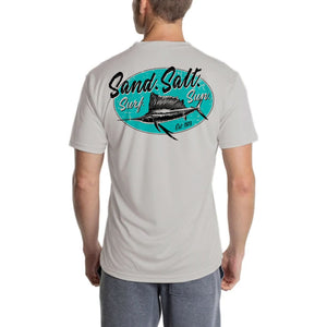 SAND.SALT.SURF.SUN. Marlin Logo Men's UPF 50+ UV Sun Protection Performance Short Sleeve T-Shirt