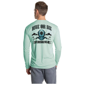 SAND.SALT.SURF.SUN. Dive or Die Men's UPF 50+ UV Sun Protection Performance Long Sleeve T-Shirt