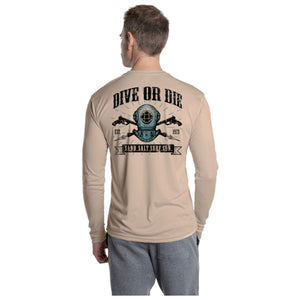 SAND.SALT.SURF.SUN. Dive or Die Men's UPF 50+ UV Sun Protection Performance Long Sleeve T-Shirt