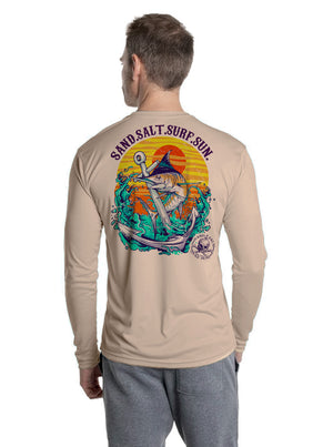SAND.SALT.SURF.SUN. Marlin Men's Anchor UPF 50+ UV Sun Protection Performance Long Sleeve T-Shirt