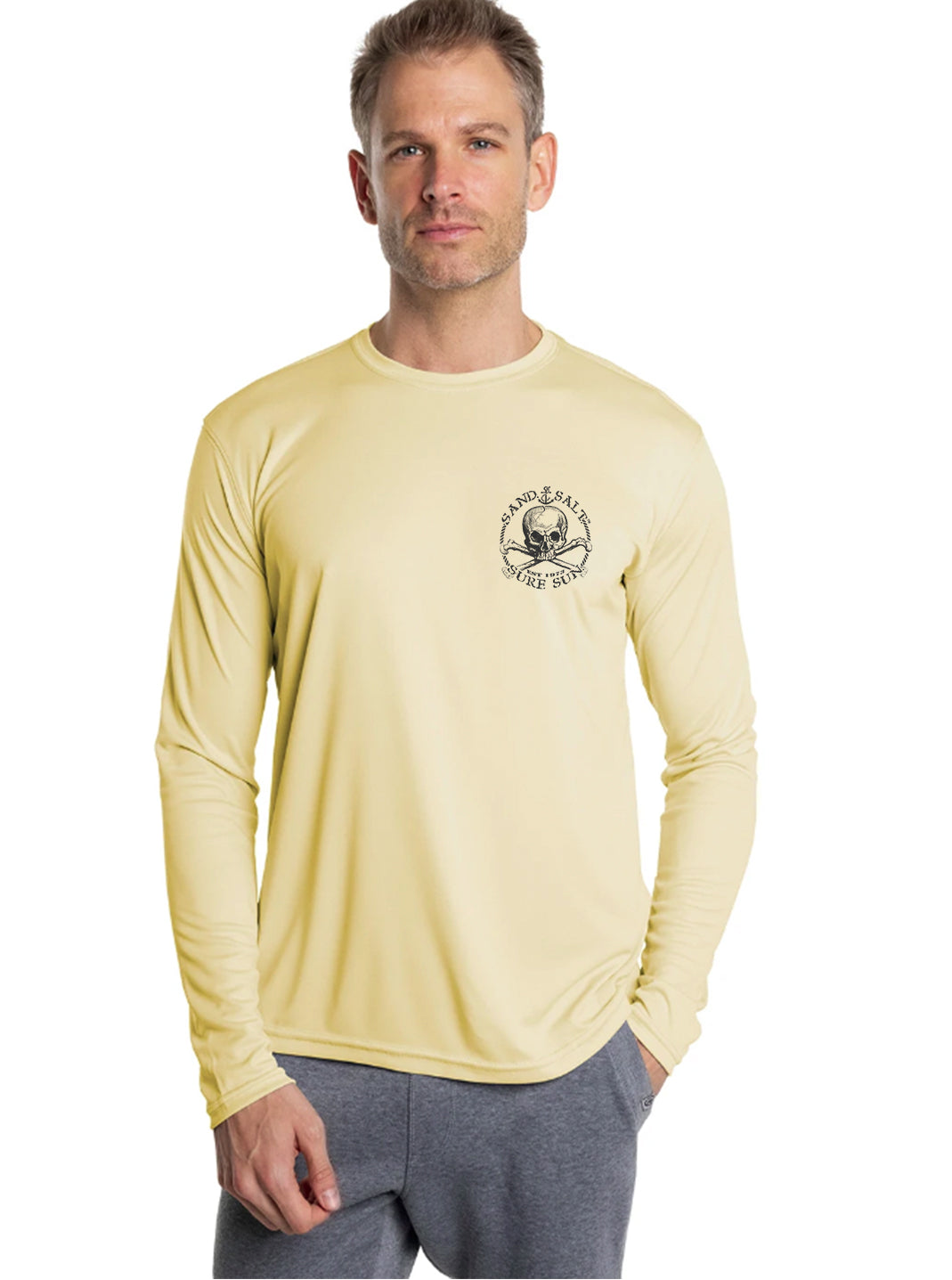 SAND.SALT.SURF.SUN. Marlin Men's UPF 50+ UV Sun Protection Performance Long Sleeve T-Shirt XX-Large / Pearl Grey