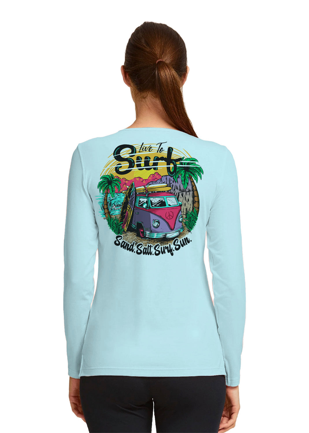 SAND.SALT.SURF.SUN. Tiki Girl Men's UPF 50+ UV Sun Protection Performance Long Sleeve T-Shirt Large / Arctic Blue