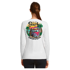 SAND.SALT.SURF.SUN. Surf Bus Women's UPF 50+ UV Sun Protection Performance Long Sleeve T-Shirt