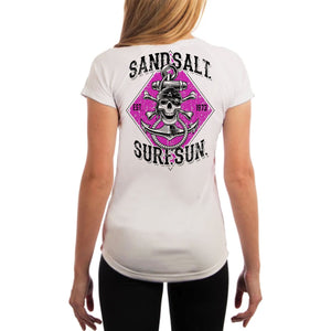 SAND.SALT.SURF.SUN. Skull Anchor Women's UPF 50+ UV Sun Protection Performance Short Sleeve T-Shirt